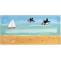 Yachts/puffins panorama hand-painted tile