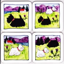 Scottish Dogs coaster set