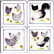 Cockerel and Hens Coaster set