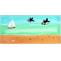 Set of five panorama hand-painted tiles