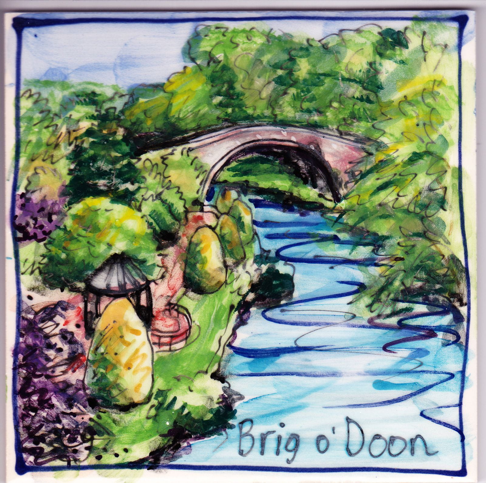...cards, tiles, tea pot stands....all from an original tile painting.