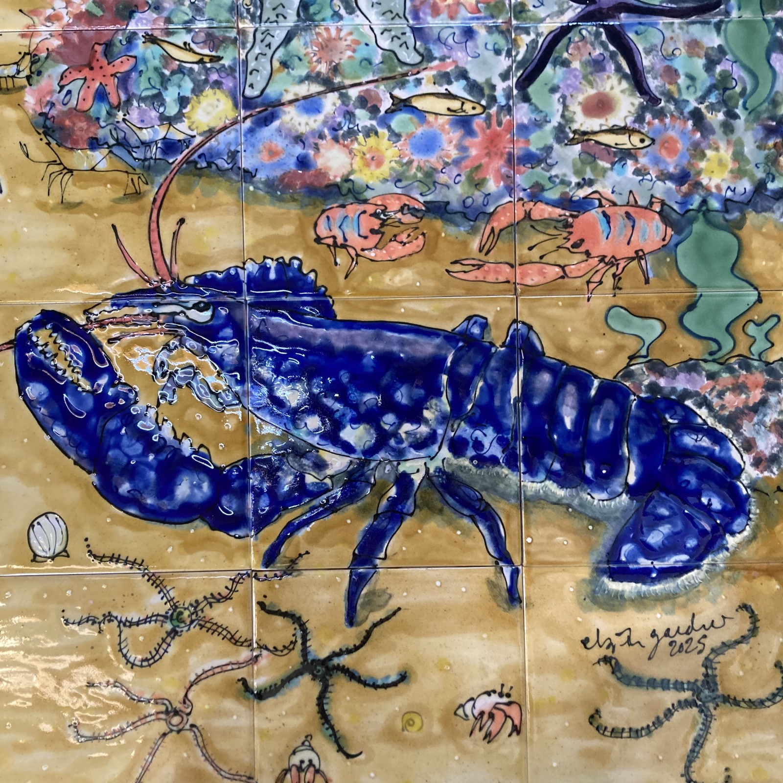 detail of lobster - the tiles are all 15cm sq