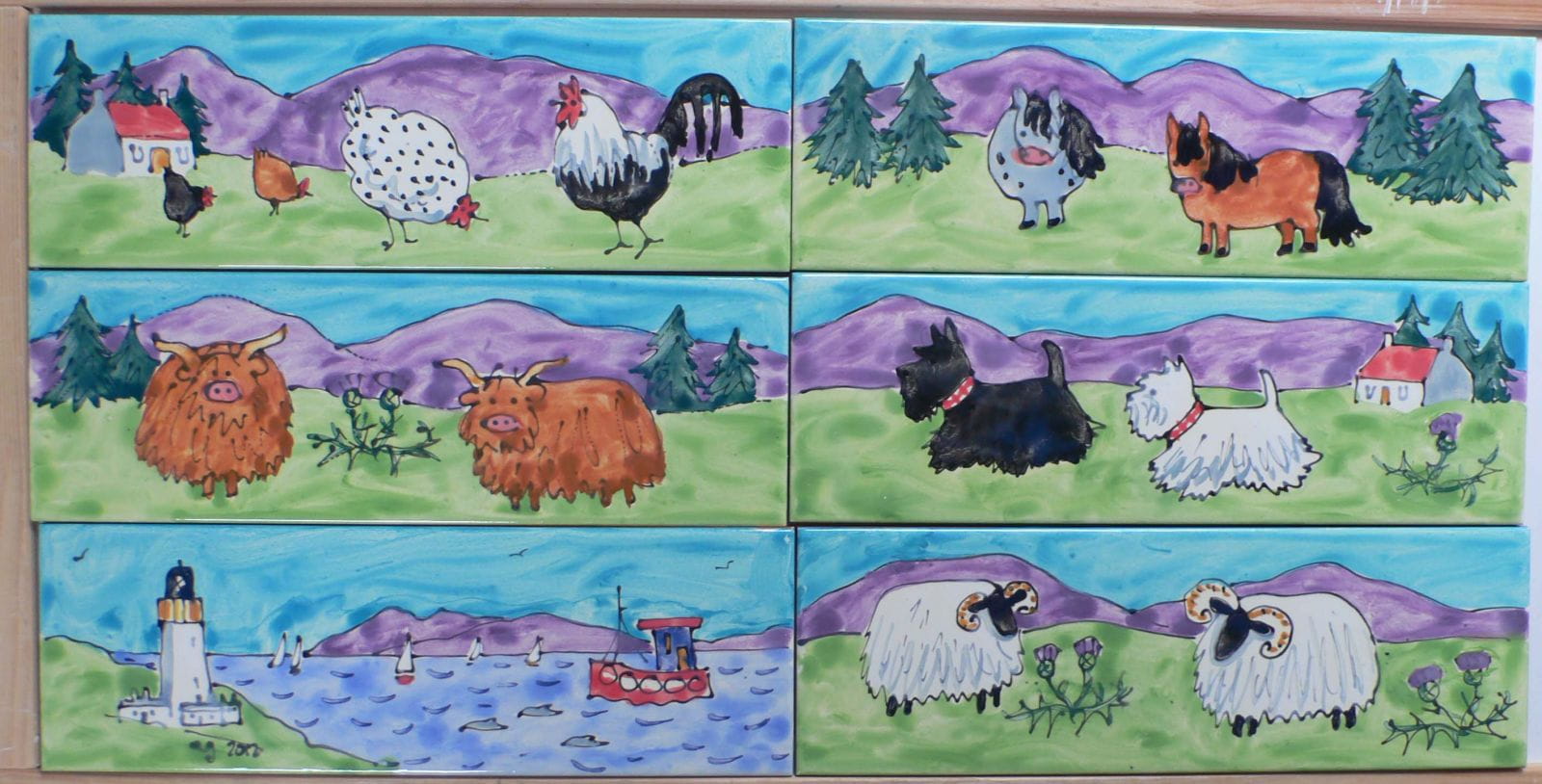 Recent commission on 30x10cm cream tiles