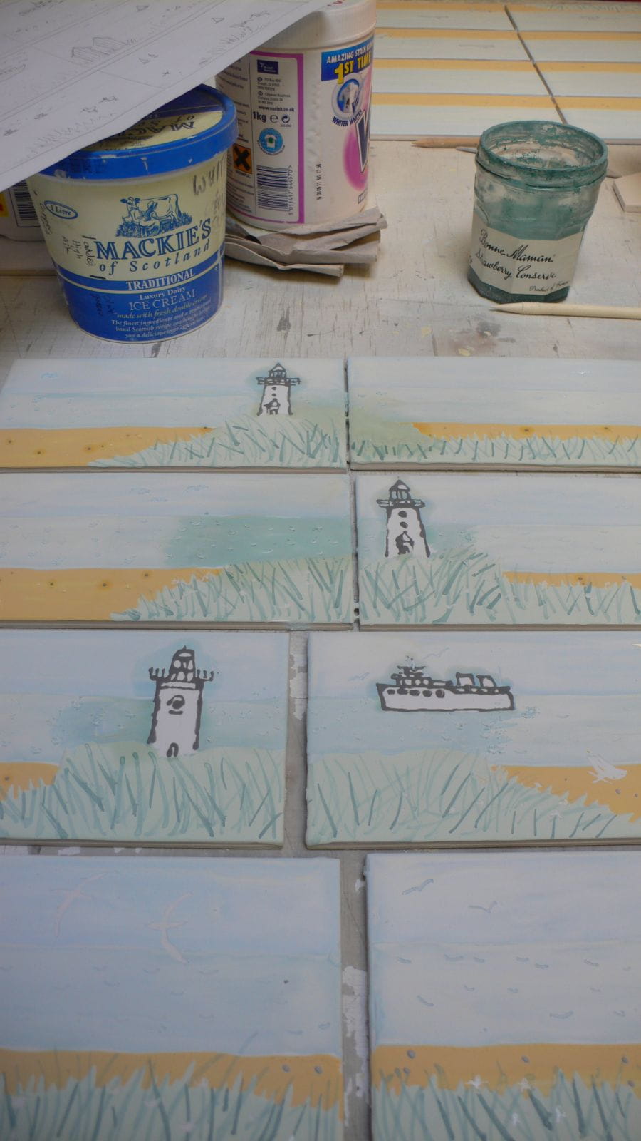 an order of tiles for a customer in Cape Cod being made.