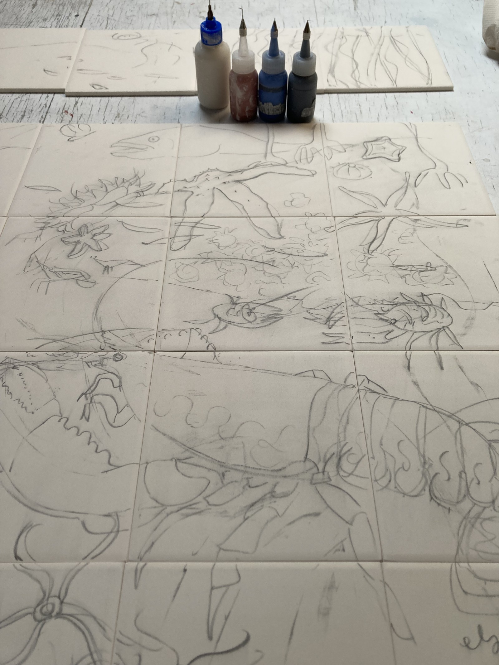 design layout sketched out, ceramic drawing about to begin