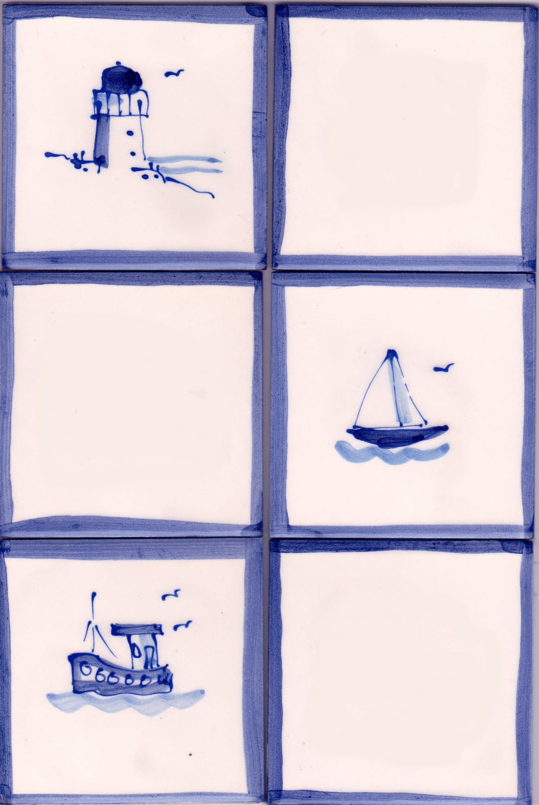 delft tiles with plain painted borders