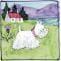 Westie dog and house square hand-painted tile