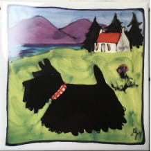 Scottie dog large printed tile