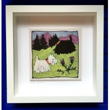 Scottie and Westie dogs large printed tile