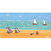Panorama print Deckchairs and yachts