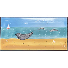 Panorama Print Dolphins and Seal