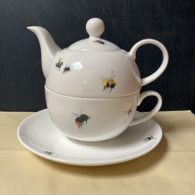 combined tea pot with cup and saucer