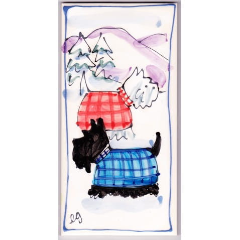 winter dogs on portrait tile.