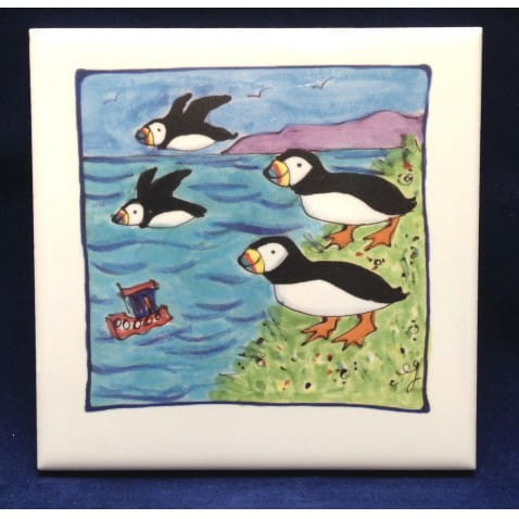 Puffin small printed tile
