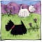 Scottie and Westie dog square hand-painted tile