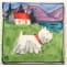 Westie dog and house square hand-painted tile