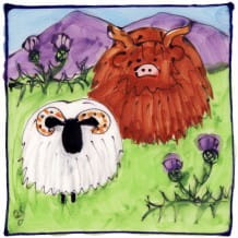 Highland Cow and Sheep large tile